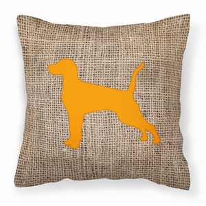 Dog Silhouette Burlap Fabric Decorative Pillow - 615872544424