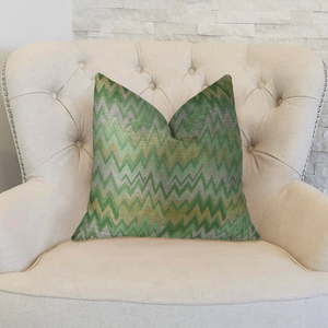 Plutus Green Fair Green Citrine and Taupe Handmade Luxury Pillow - 663701014044
