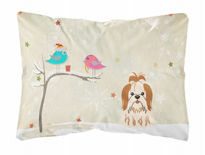 Christmas Presents between Friends Dog Art Canvas Fabric Decorative Pillow - 638508469595