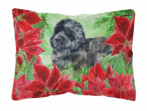 Poinsettas Dog Art Canvas Fabric Decorative Pillow - 652259193066