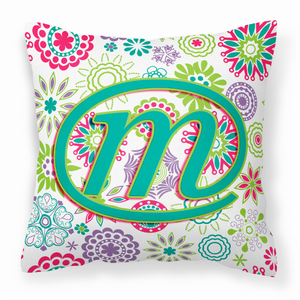 Monogram Letter Flowers Fabric Decorative Pillow - 615872978175