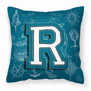 Monogram Letter Sea Doodles Alphabet Fabric Decorative Pillow - 615872979004