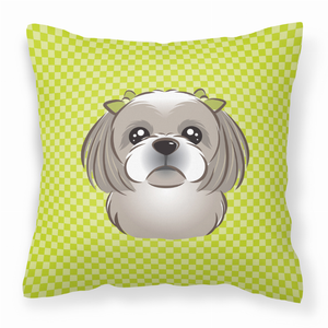 Dog Face Checkerboard Design Fabric Decorative Pillow - 615872897773