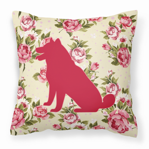 Dog Silhouette Shabby Chic Roses Fabric Decorative Pillow - 638508358455