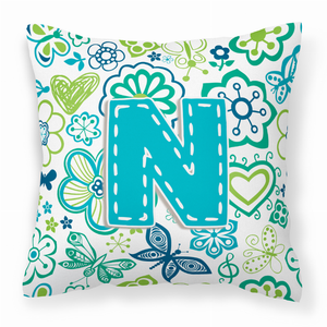 Monogram Letter Flowers and Butterflies Fabric Decorative Pillow - 615872976881