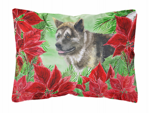 Poinsettas Dog Art Canvas Fabric Decorative Pillow - 652259193042