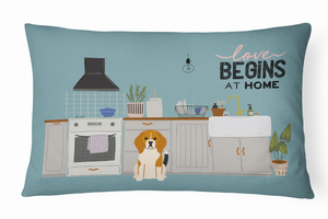Dog Kitchen Scene Art Canvas Fabric Decorative Pillow - 194030364291