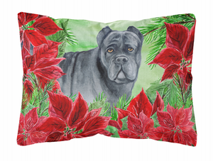 Poinsettas Dog Art Canvas Fabric Decorative Pillow - 652259193295