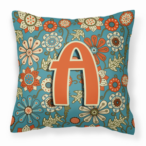 Monogram Letter Flowers Fabric Decorative Pillow - 615872978311