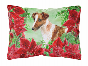Poinsettas Dog Art Canvas Fabric Decorative Pillow - 652259192830