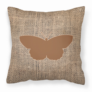 Butterfly Burlap Fabric Decorative Pillow - 615872541508