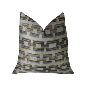 Plutus Brands Foursquare White and Gray Handmade Luxury Pillow, Crisp Style