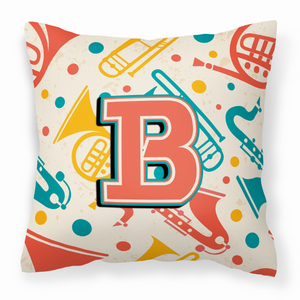 Monogram Letter Musical Instruments Fabric Decorative Pillow - 615872975471