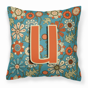 Caroline's Treasures Monogram Letter Flowers Fabric Decorative Pillow, 14 Inch, Polyester