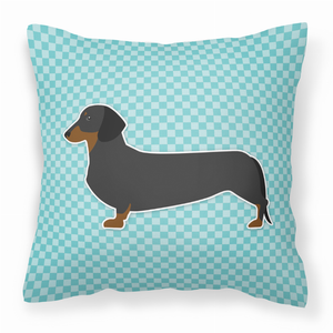 Dog Profile Checkerboard Design Fabric Decorative Pillow - 638508511652
