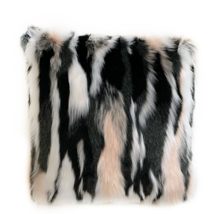 Plutus Black, White, Pink Fancy Animal Faux Fur Luxury Throw Pillow - 017247673560