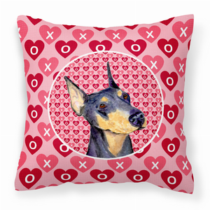 Hearts Love and Valentine's Day Dog Portrait Fabric Decorative Pillow - 638508359698