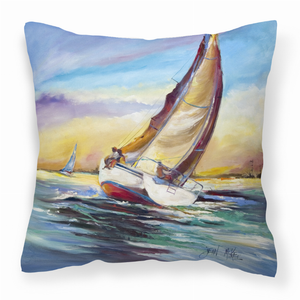 Carolines Treasures Sailboats Painting Fabric Decorative Pillow, 14x14 Inches, Polyester, soft, bright