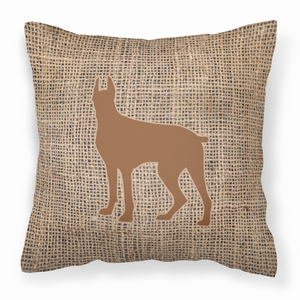 Dog Silhouette Burlap Fabric Decorative Pillow - 615872540907