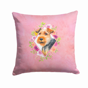 Floral Design with Dog Picture Fabric Decorative Pillow - 194030081532