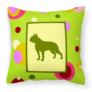 Green Fabric Decorative Pillow with Dog Silhouette - 615872499342
