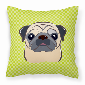 Dog Face Checkerboard Design Fabric Decorative Pillow - 615872897896
