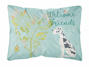 Welcome Friends Dog Art Canvas Fabric Decorative Pillow - 638508897602