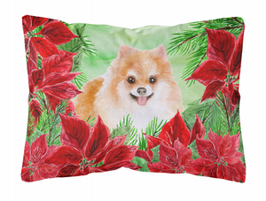 Poinsettas Dog Art Canvas Fabric Decorative Pillow - 652259193509