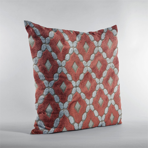 Plutus Brands Velvet Majestic Pillow Red Gray Signature Handmade
