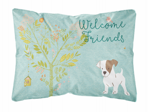 Welcome Friends Dog Art Canvas Fabric Decorative Pillow - 638508898074