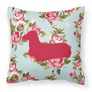 Carolines Treasures, Inc Dog Silhouette Shabby Chic Roses Fabric Decorative Pillow, Shabby Chic Roses Design, 14x14 Inches, Decorative Throw Cushion