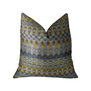 Plutus Blue Wynne Blue Navy and Yellow Handmade Luxury Pillow - 663701014631