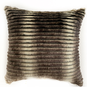 Plutus Grey, Taupe Gray & Taupe Animal Faux Fur Luxury Throw Pillow - 017247671870