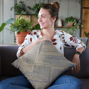 Plutus Blue, Beige Hidden Tour Abstract Luxury Throw Pillow - 017247669433