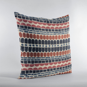 Plutus Red, Blue Harmony Border Luxury Throw Pillow - 017247668801