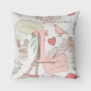 Carolines Treasures, Inc Letter Love in Paris Pink Fabric Decorative Pillow, Pink, 18x18 inches, Vibrant