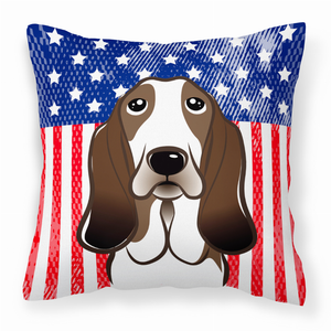 American Flag and Dog Fabric Decorative Pillow - 638508245397
