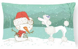 Snowman Christmas Dog Art Canvas Fabric Decorative Pillow - 652259282371