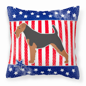 USA Patriotic With Dog Fabric Decorative Pillow - 638508513687