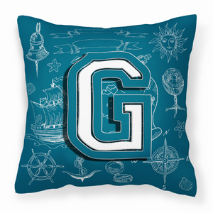 Monogram Letter Sea Doodles Alphabet Fabric Decorative Pillow - 615872978892