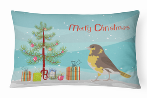 Bird Art Merry Christmas Canvas Fabric Decorative Pillow - 194030396094
