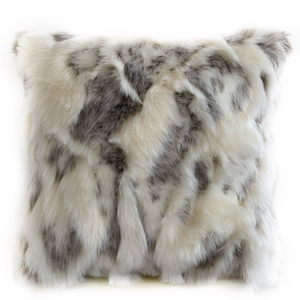 Plutus Ivory,Gray Ivory Rabbit Fur Animal Faux Fur Luxury Throw Pillow - 017247672754