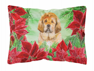 Poinsettas Dog Art Canvas Fabric Decorative Pillow - 652259193554