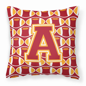 Carolines Treasures Monogram Letter Football Decorative Pillow, 14x14 Inches - Soft Polyester Fabric