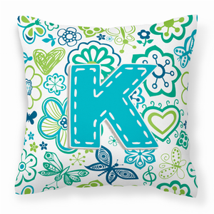 Monogram Letter Flowers and Butterflies Fabric Decorative Pillow - 615872976850