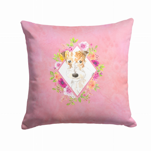 Floral Design with Dog Picture Fabric Decorative Pillow - 194030081600
