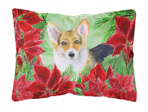 Poinsettas Dog Art Canvas Fabric Decorative Pillow - 652259192786