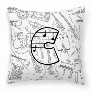 Carolines Treasures, Inc Monogram Letter Musical Note Fabric Decorative Pillow, 14x14 Inches, bright, cheerful