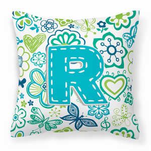 Monogram Letter Flowers and Butterflies Fabric Decorative Pillow - 615872976928