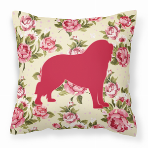 Dog Silhouette Shabby Chic Roses Fabric Decorative Pillow - 638508358257